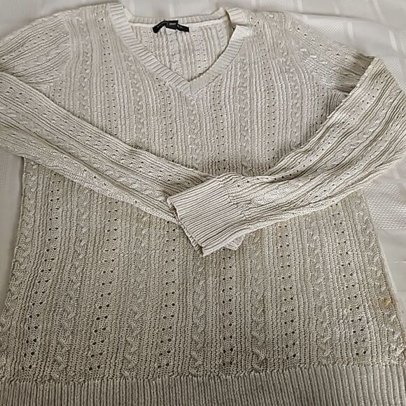 Banana Republic Women's Knitted V-neck Long Sleeves Sweater XS Pearl White - Picture 13 of 16
